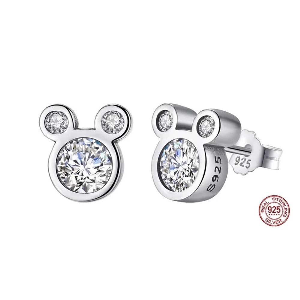 NWT STERLING SILVER MICKEY CUBIC ZIRCONIA STUDS